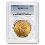 $20 Liberty Gold Dble Eagle 5-Coin Set MS-62 PCGS (Pre-1900)