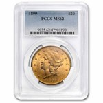 $20 Liberty Gold Dble Eagle 5-Coin Set MS-62 PCGS (Pre-1900)