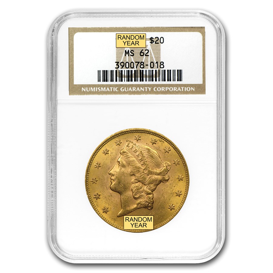 $20 Liberty Gold Double Eagle MS-62 NGC (1800s S-Mint)