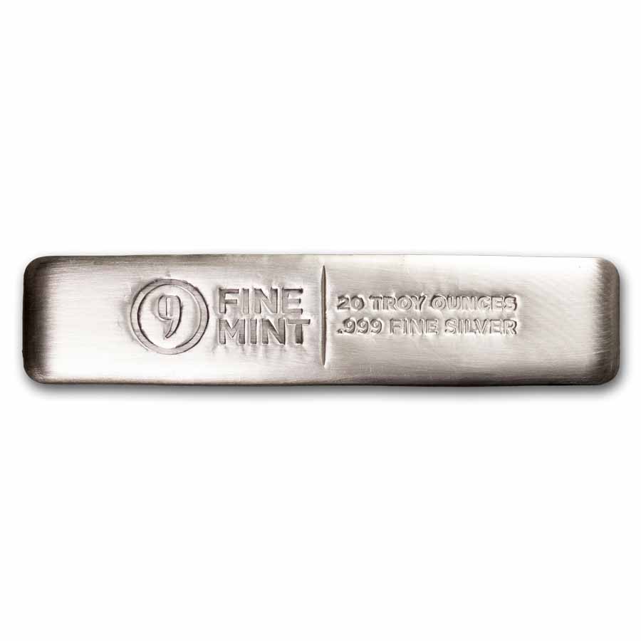 Buy 20 oz Cast-Poured Silver Long Bar - 9Fine Mint | APMEX