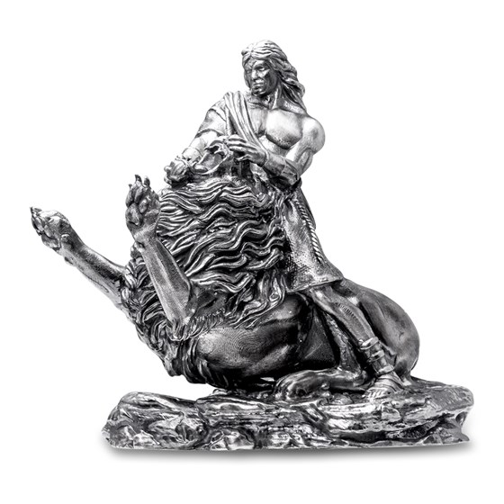 20 oz Silver Antique Statue - Samson and the Lion 20 oz Silver Antique Statue - Samson and the Lion