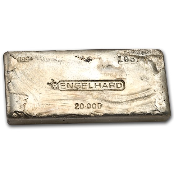 20 oz Silver Bar - Engelhard (Cast, Poured, Bull Logo) 20 oz Silver Bar - Engelhard (Cast, Poured, Bull Logo)