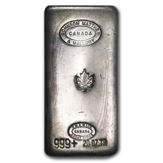 20 oz Silver Bar - Johnson Matthey & Mallory (Vintage/Canada)