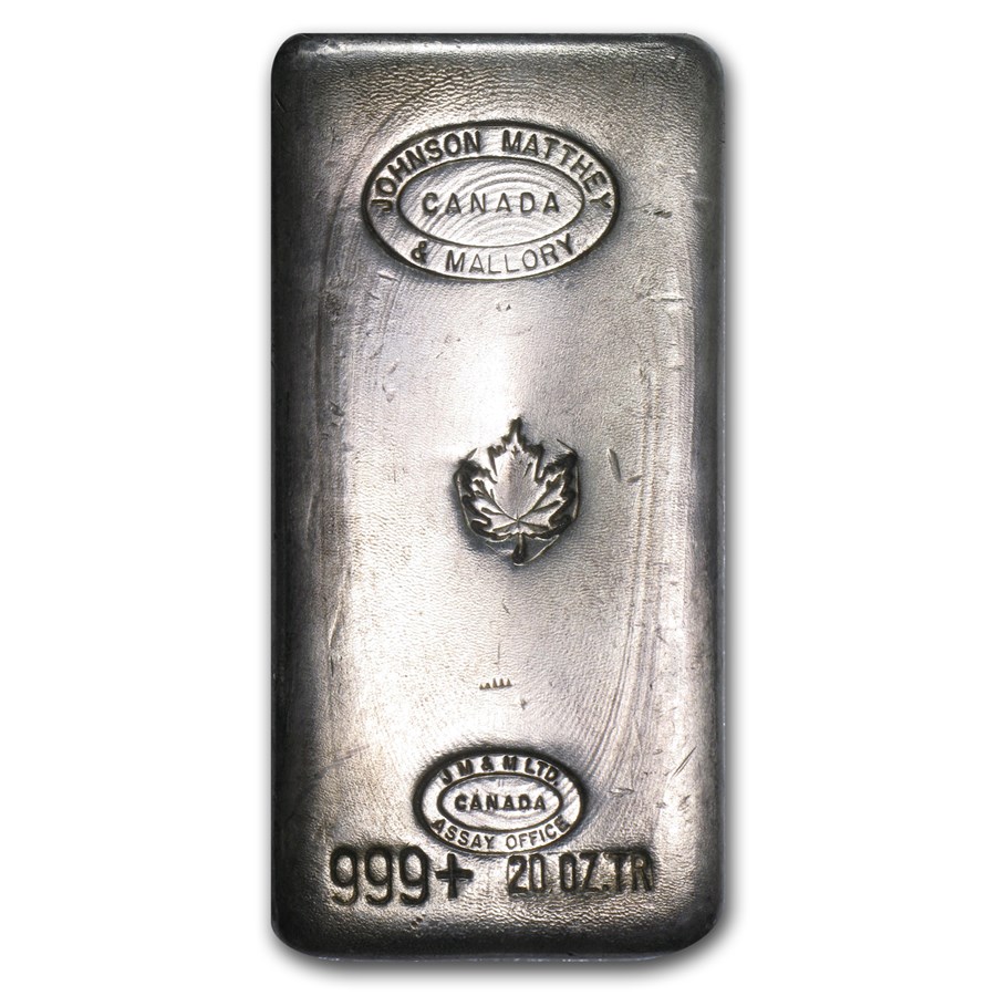 20 oz Silver Bar - Johnson Matthey & Mallory (Vintage/Canada)