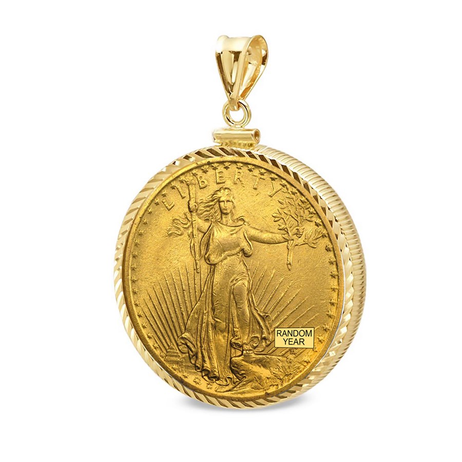 $20 Saint-Gaudens Gold Dbl Eagle Pendant (Diamond-ScrewTop Bezel)