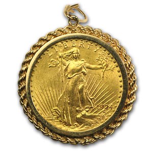 $20 Saint-Gaudens Gold Double Eagle (14kt Gold Bezel) $20 Saint-Gaudens Gold Double Eagle (14kt Gold Bezel)