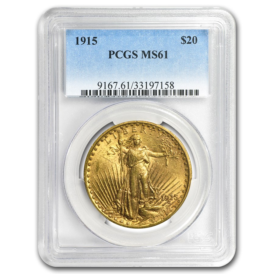 $20 Saint-Gaudens Gold Double Eagle MS-61 PCGS (Random)