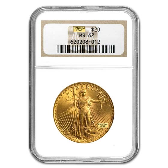 $20 Saint-Gaudens Gold Double Eagle MS-62 NGC (Random)