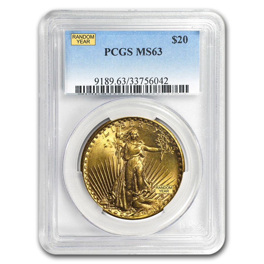 $20 Saint-Gaudens Gold Double Eagle MS-63 PCGS (Random)