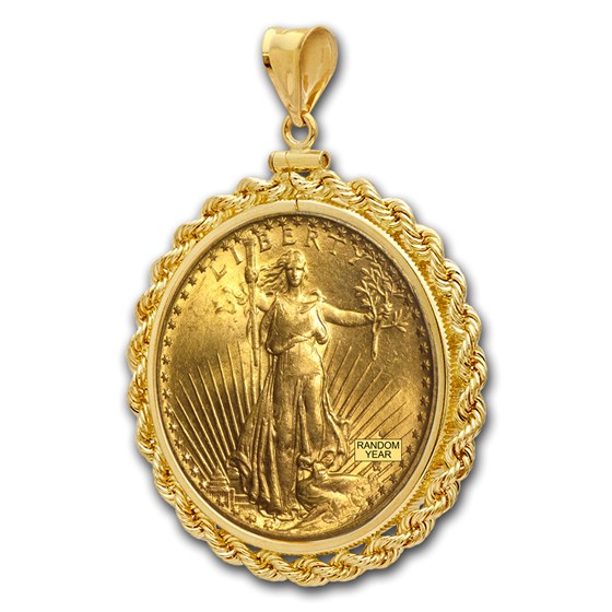 $20 Saint-Gaudens Gold Double Eagle Pendant (Rope-ScrewTop Bezel)