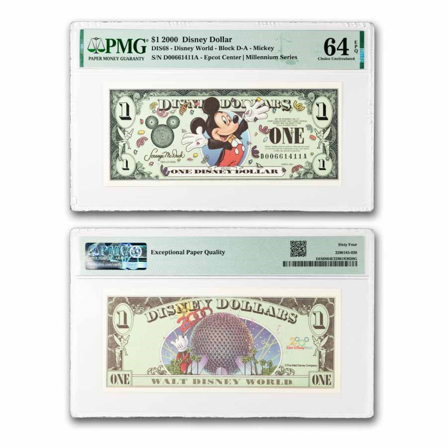 2000 $1.00 Disney Epcot Mickey Mouse CU-64 EPQ PMG (DIS#68)