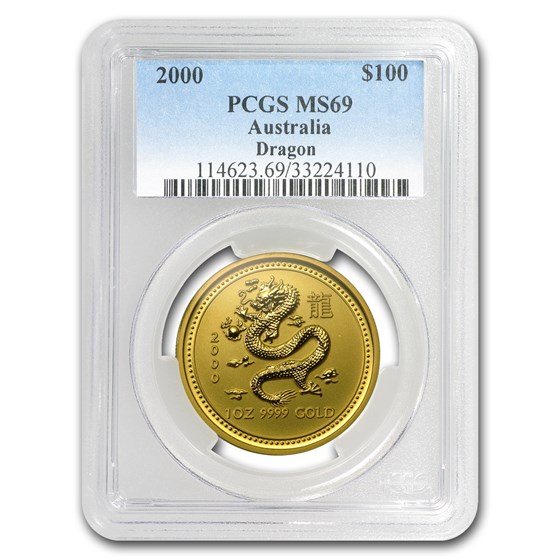 2000 1 oz Gold Lunar Year of the Dragon MS-69 PCGS (Series I) 2000 1 oz Gold Lunar Year of the Dragon MS-69 PCGS (Series I)