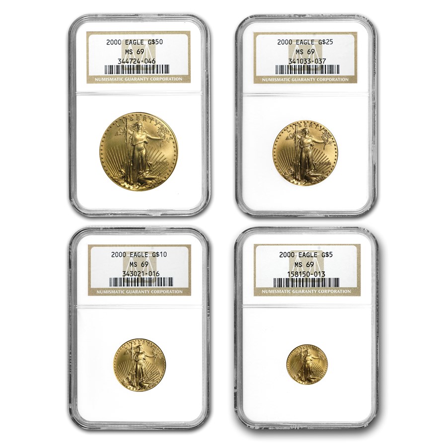 2000 4-Coin American Gold Eagle Set MS-69 NGC