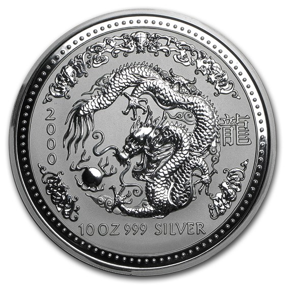 2000 AUS 10 oz Silver Lunar Year of the Dragon BU