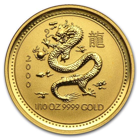 2000 Australia 1/10 oz Gold Lunar Dragon BU (Series I) 2000 Australia 1/10 oz Gold Lunar Dragon BU (Series I)