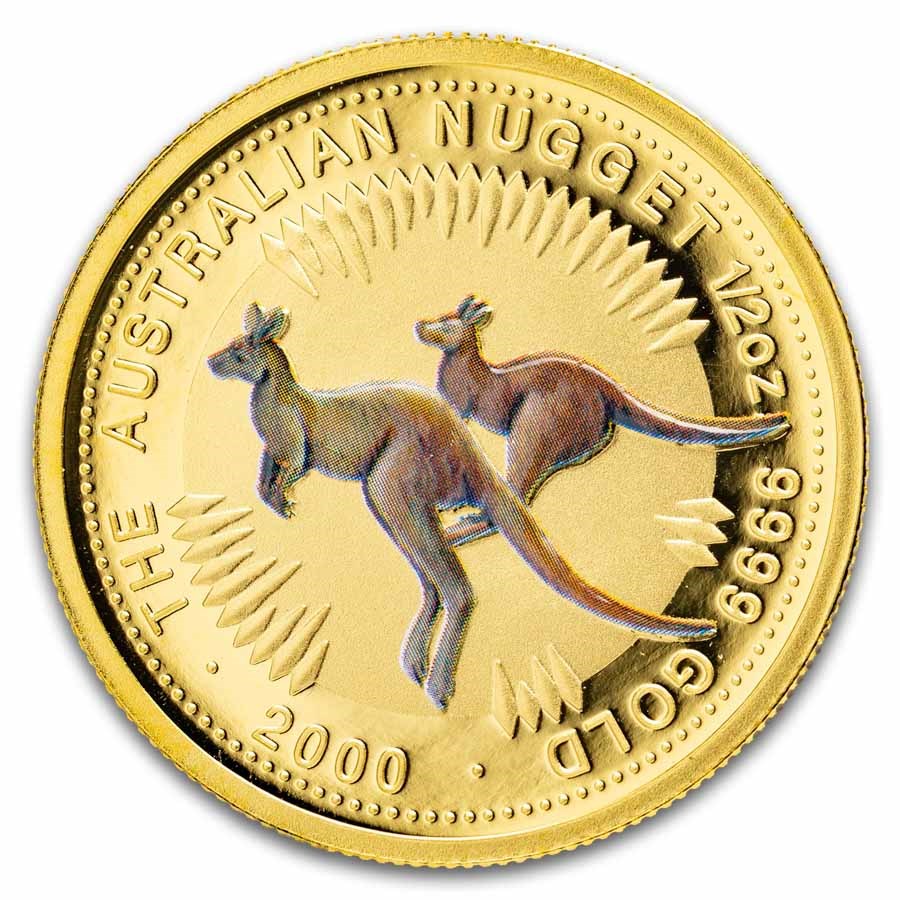2000 Australia 1/2 oz Gold Colorized Nugget BU
