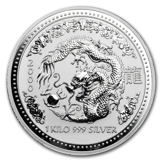 2000 Australia 1 kilo Silver Year of the Dragon BU