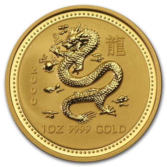 2000 Australia 1 oz Gold Lunar Dragon BU (Series I)