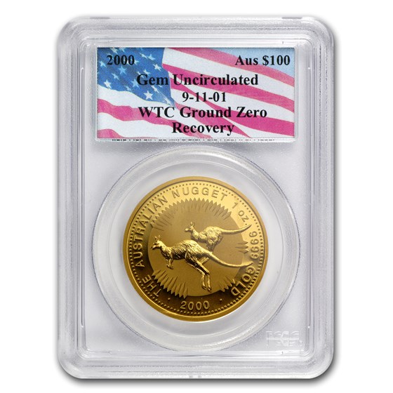 2000 Australia 1 oz Gold Nugget Gem Unc PCGS (WTC Ground Zero)