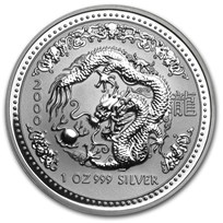 2000 Australia 1 oz Silver Year of the Dragon BU (Series I)