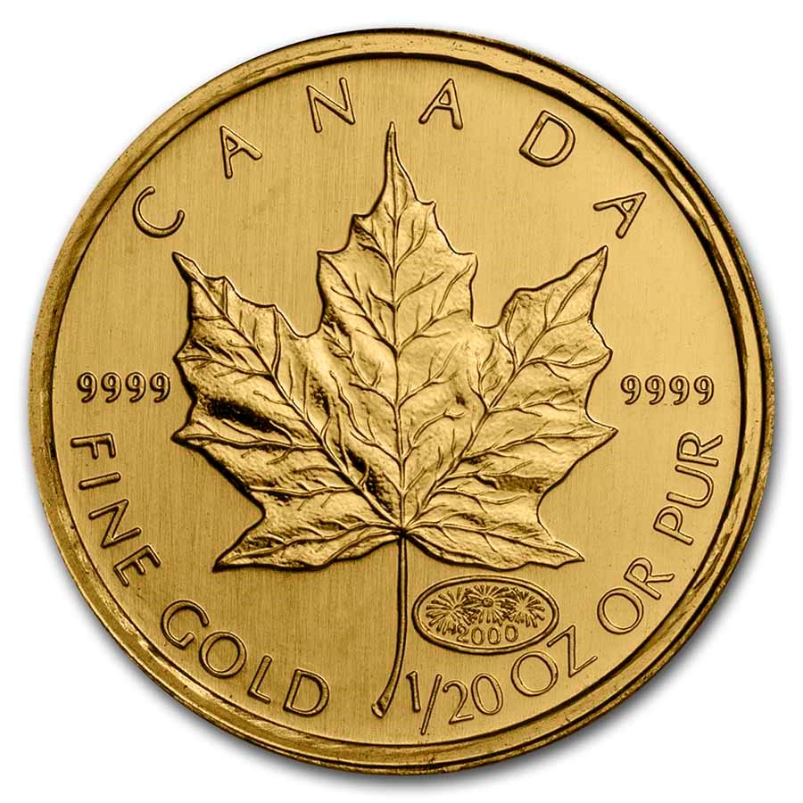 Buy 2000 Canada 1/20 oz Gold Maple Leaf Fireworks Privy BU APMEX