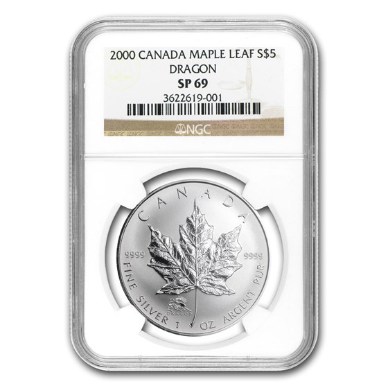 2000 Canada 1 oz Silver Maple Leaf Dragon Privy SP-69 NGC 2000 Canada 1 oz Silver Maple Leaf Dragon Privy SP-69 NGC
