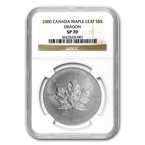 2000 Canada 1 oz Silver Maple Leaf Dragon Privy SP-70 NGC 2000 Canada 1 oz Silver Maple Leaf Dragon Privy SP-70 NGC