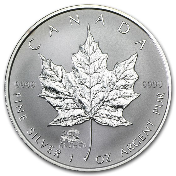 2000 Canada 1 oz Silver Maple Leaf Lunar Dragon Privy