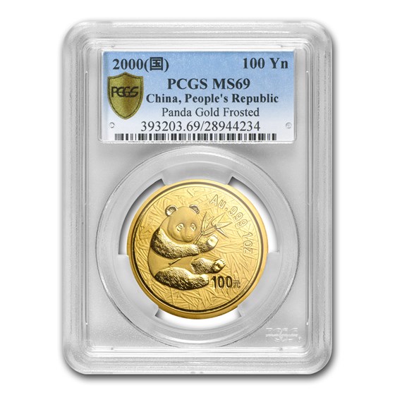2000 China 1 oz Gold Panda Frosted Ring MS-69 PCGS 2000 China 1 oz Gold Panda Frosted Ring MS-69 PCGS