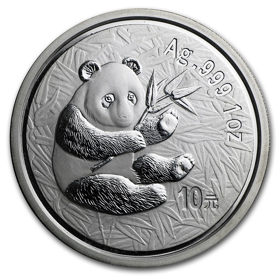 2000 China 1 oz Silver Panda Frosted BU (In Capsule)