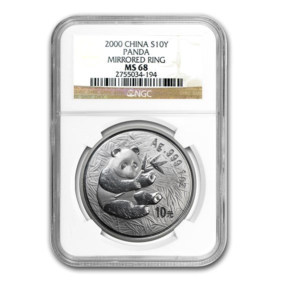 2000 China 1 oz Silver Panda MS-68 NGC (Mirrored) 2000 China 1 oz Silver Panda MS-68 NGC (Mirrored)