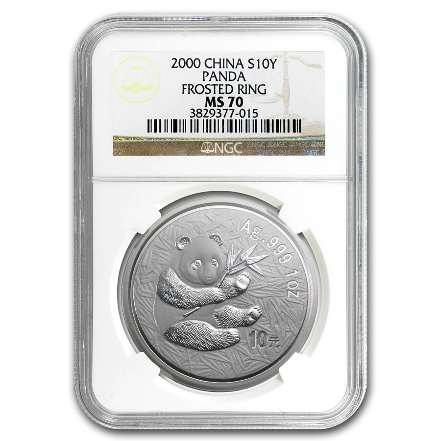2000 China 1 oz Silver Panda MS-70 NGC (Frosted)