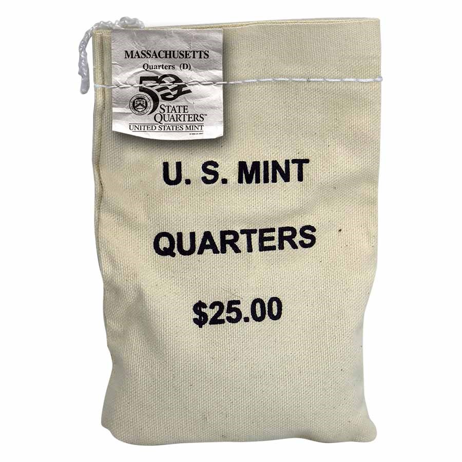 2000-D Massachusetts Statehood Quarter $25 Sealed Mint Bag BU