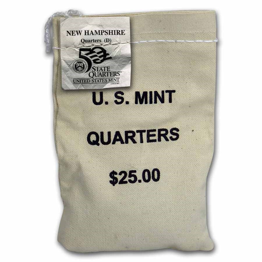 2000-D New Hampshire Statehood Quarter $25 Sealed Mint Bag BU