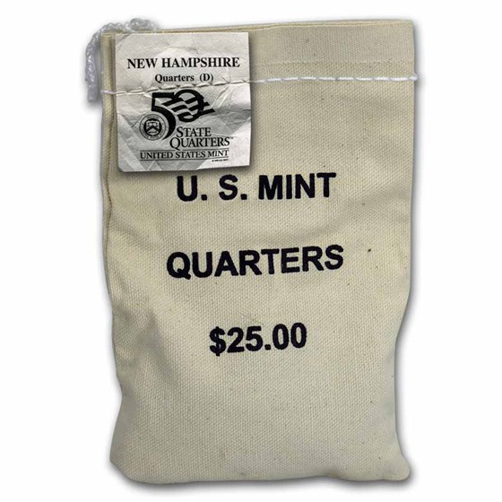 2000-D New Hampshire Statehood Quarter $25 Sealed Mint Bag BU 2000-D New Hampshire Statehood Quarter $25 Sealed Mint Bag BU