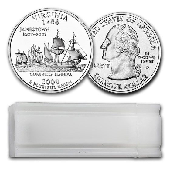 2000-D Virginia Statehood Quarter 40-Coin Roll BU 2000-D Virginia Statehood Quarter 40-Coin Roll BU