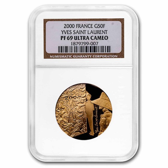 2000 France Gold 50 Francs Yves Saint Laurent PF-69 UCAM NGC