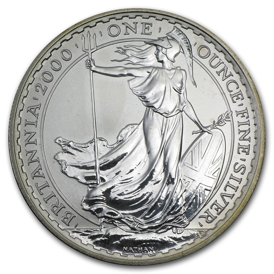2000 Great Britain 1 oz Silver Britannia (Abrasions)