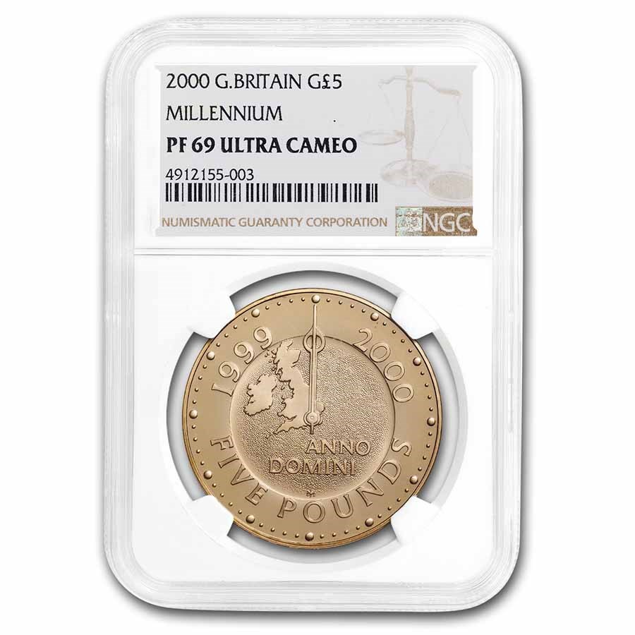 2000 Great Britain Gold £5 Millennium PF-69 NGC