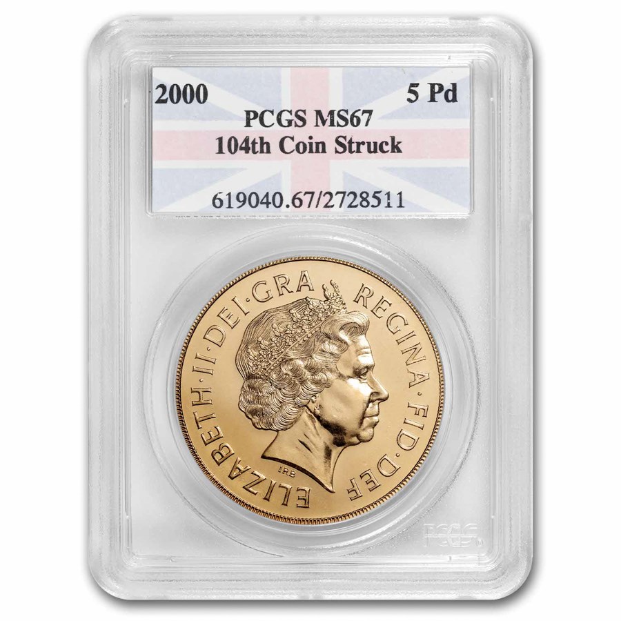2000 Great Britain Gold 5 Pounds Elizabeth II MS-67 PCGS (104th)