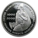 2000 Iceland Silver 1000 Kronur Leif Ericson Proof (no box/COA)