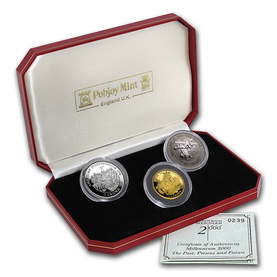 2000 Isle of Man 3-Coin Tri-Metal Millennium Set (w/box and COA) 2000 Isle of Man 3-Coin Tri-Metal Millennium Set (w/box and COA)