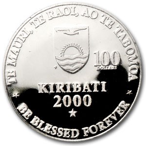 2000 Kiribati Platinum 100 Dollars Millennium Proof 2000 Kiribati Platinum 100 Dollars Millennium Proof