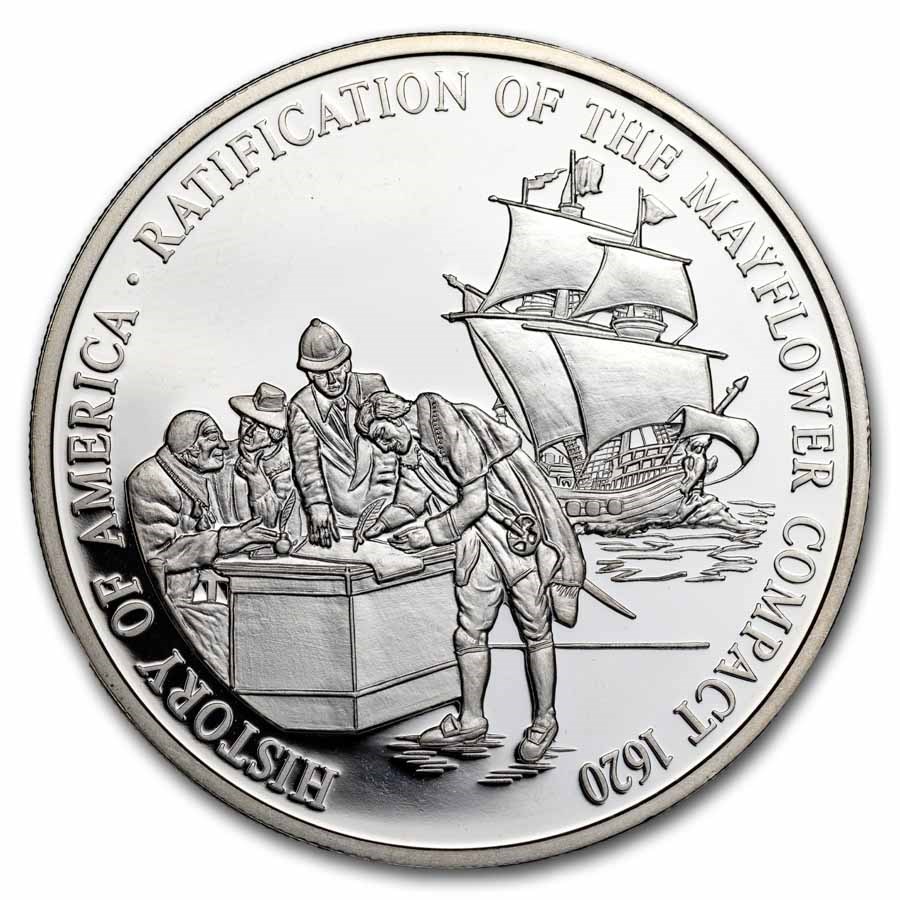 2000 Liberia Silver $20 Mayflower Compact Proof