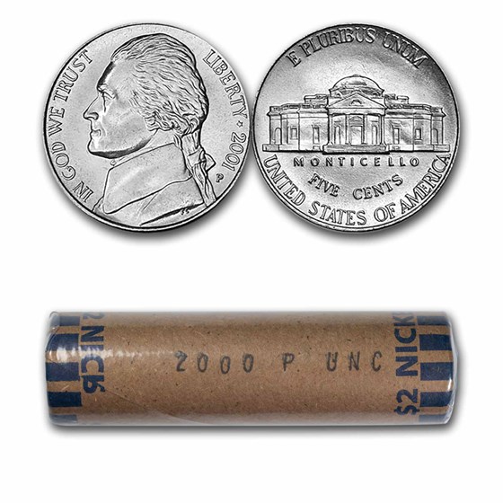 2000-P Jefferson Nickel 40-Coin Roll BU 2000-P Jefferson Nickel 40-Coin Roll BU