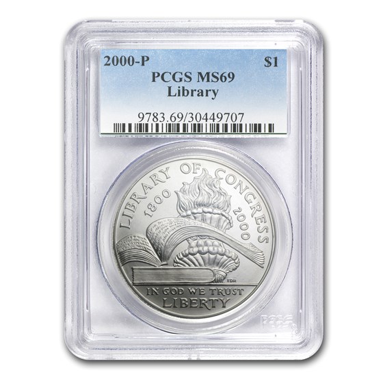 2000-P Library of Congress $1 Silver Commem MS-69 PCGS 2000-P Library of Congress $1 Silver Commem MS-69 PCGS