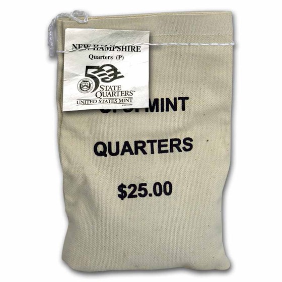 2000-P New Hampshire Statehood Quarter $25 Sealed Mint Bag BU 2000-P New Hampshire Statehood Quarter $25 Sealed Mint Bag BU
