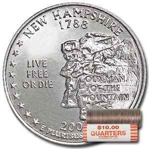 2000-P New Hampshire Statehood Quarter 40-Coin Roll BU 2000-P New Hampshire Statehood Quarter 40-Coin Roll BU