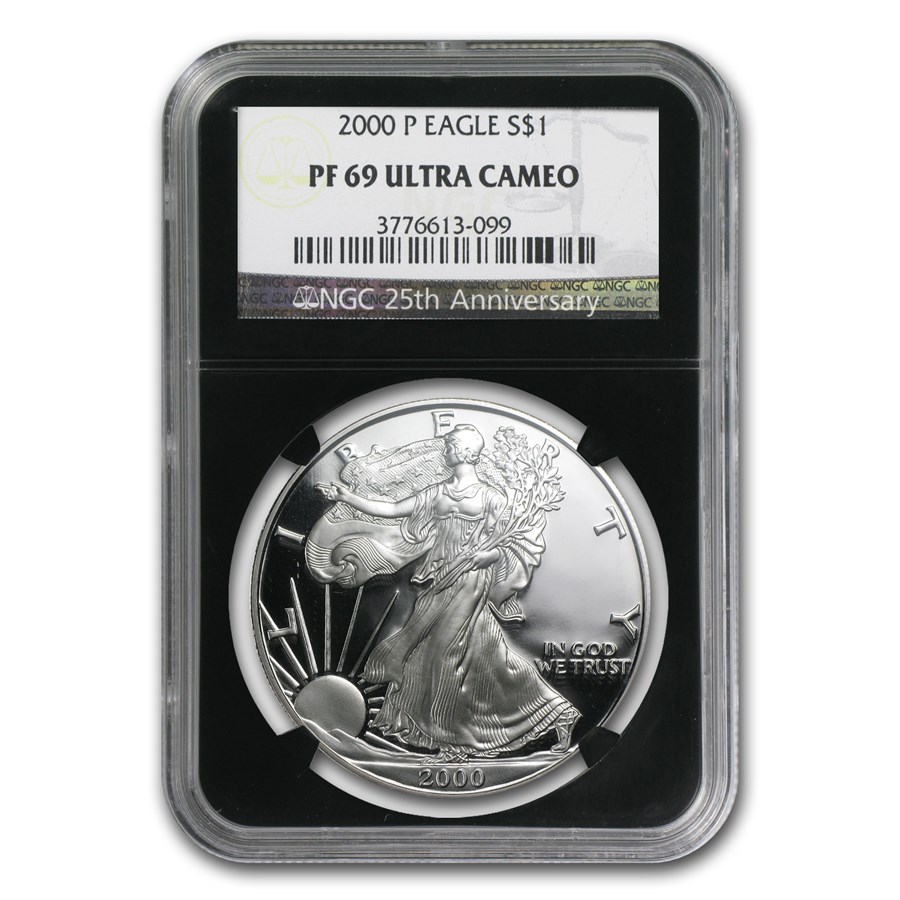 2000-P Proof American Silver Eagle PF-69 NGC (Retro Black Insert)
