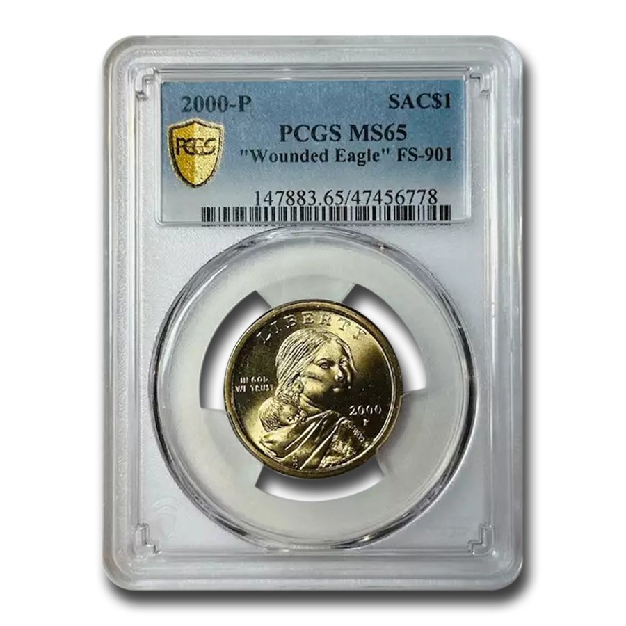 2000-P Sacagawea Dollar "Wounded Eagle" MS-65 PCGS (FS-901)